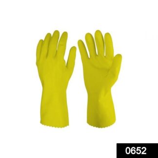 0652 - Cut Glove Reusable Rubber Hand Gloves (Yellow) - 1 pc - Your Brand