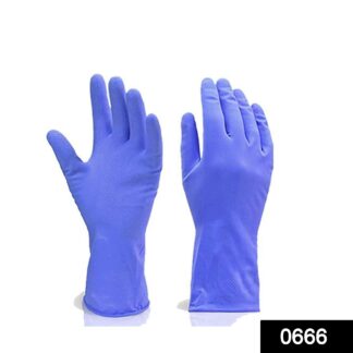 0666 - Flock line Reusable Rubber Hand Gloves (Blue) - 1pc - Your Brand