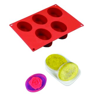 0770 Silicon 5 Cavity Non Stick Oval Shape Mould Tray - Your Brand