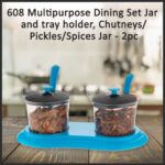 0608 Multipurpose Dining Set Jar and tray holder, Chutneys/Pickles/Spices Jar - 2pc - Your Brand