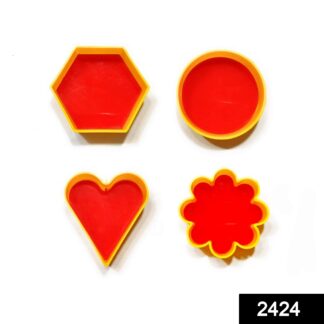 2424 Cookie Cutter with Shape Heart Round Star and Flower (4 Pack) - Your Brand