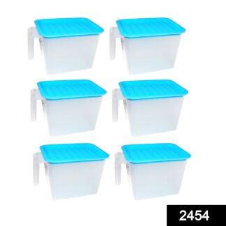 2454 Air Tight Unbreakable Big Size 1100 ml Square Shape Kitchen Storage Container (Set of 6) - Your Brand
