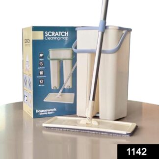 1142 Scratch Cleaning Mop with 2 in 1 Self Clean Wash Dry Hands Free Flat Mop - Your Brand